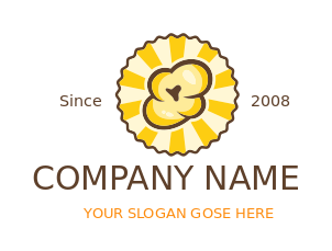 create a popcorn parlor logo in circle with rays