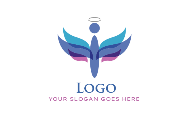 childcare logo abstract angel in colorful layers