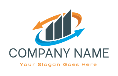 marketing logo abstract arrow with financial bar