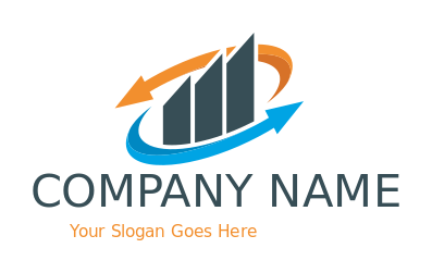 marketing logo abstract arrow with financial bar
