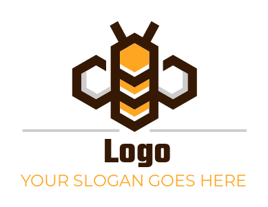 abstract bee with hexagon wings logo concept