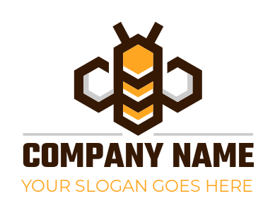 animal logo abstract bee with hexagon wings