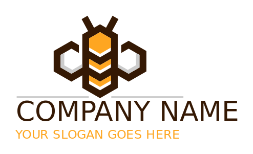 animal logo abstract bee with hexagon wings