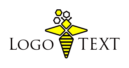farm logo abstract bee with honey comb