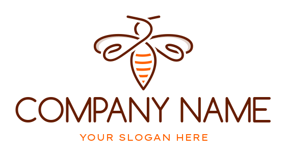 abstract logo idea bee with orange stripes 