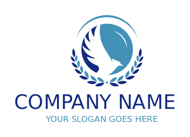 pet logo bird inside circle with laurel wreath