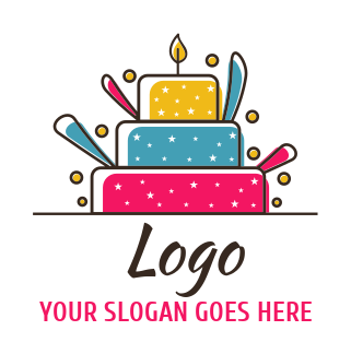food logo abstract birthday cake with candle