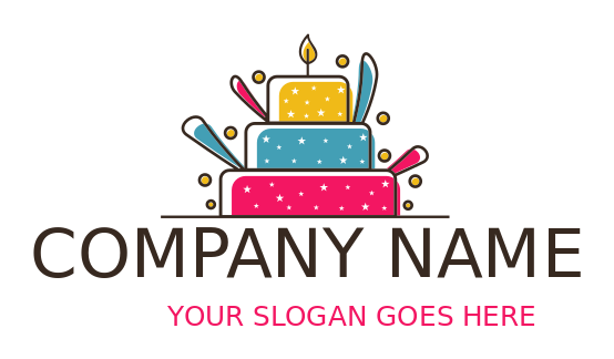 food logo abstract birthday cake with candle