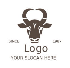 animal logo bull face in negative space