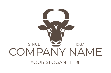 animal logo bull face in negative space