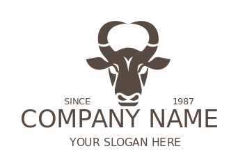 animal logo bull face in negative space