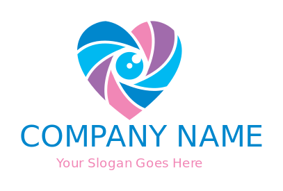 photography logo camera shutter form heart shape 