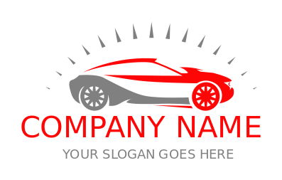 auto logo icon abstract car with sun rays