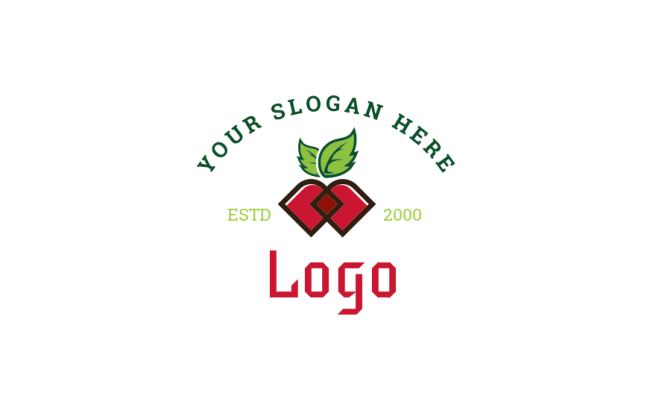food logo template abstract cherries with leaves