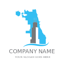 abstract Chicago building in map