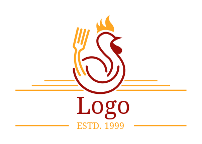 restaurant logo chicken with forks and flames