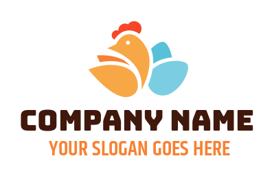 animal logo abstract chicken with wings