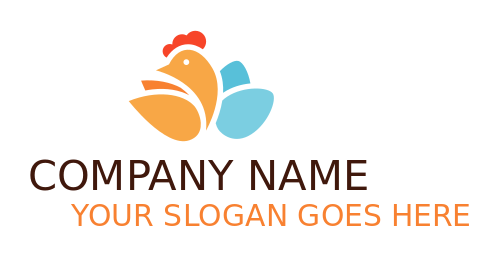 animal logo abstract chicken with wings