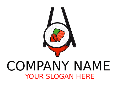 restaurant logo chopsticks holding sushi bite