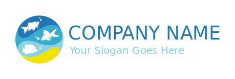 pet logo abstract circle with fishes in aquarium