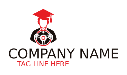 abstract driving school student with graduation cap 