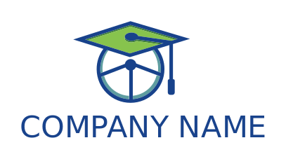 driving school logo steering wheel grad cap