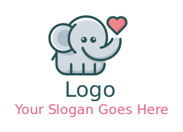 abstract elephant with heart