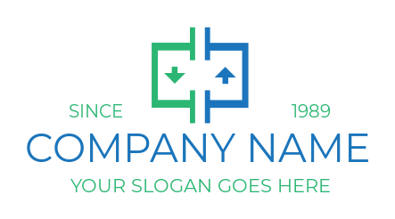 engineering logo abstract elevator doors