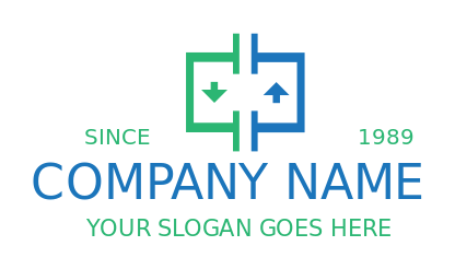 engineering logo abstract elevator doors