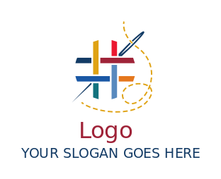 embroidery shop logo fabric thread and needle