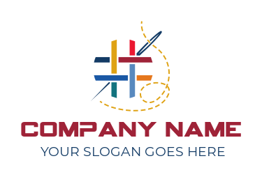 embroidery shop logo fabric thread and needle