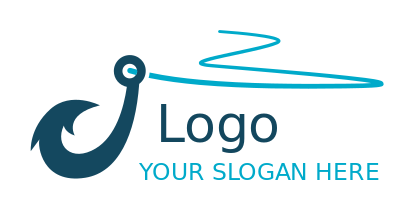 sports logo abstract fishing hook with string