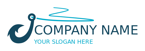 sports logo abstract fishing hook with string