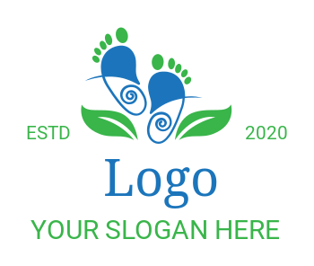 podiatrist logo abstract footprints with leaves