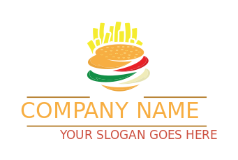 fast food logo abstract french fries and burger