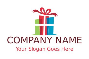 gift shop logo abstract box with ribbon
