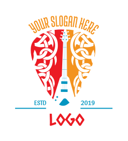 entertainment logo guitar pick with guitar