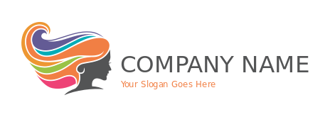 beauty logo girl face with colorful hair