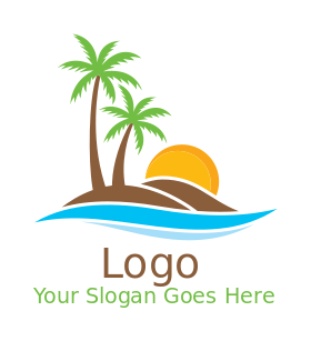 travel logo maker abstract island with palm tree