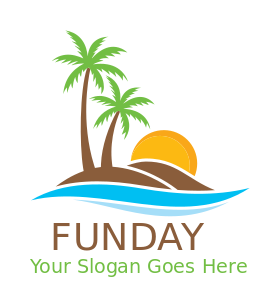 travel logo maker abstract island with palm trees - logodesign.net