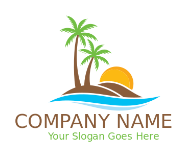 travel logo maker abstract island with palm tree