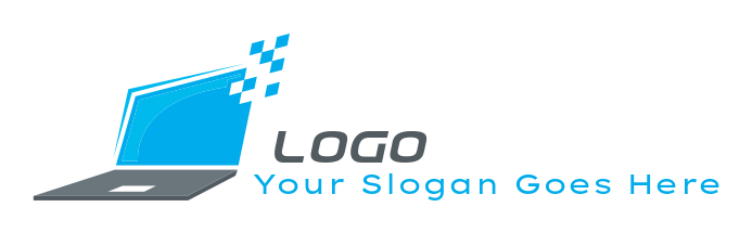 create an IT logo abstract laptop with pixels - logodesign.net