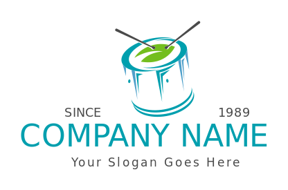 entertainment logo leaf on drum with drumsticks
