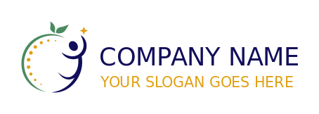 nutritionist logo abstract man with star in orange