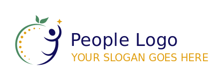 nutritionist logo abstract man with star in orange