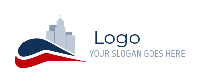 transport logo abstract bullet train in cityscape