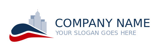 transport logo abstract bullet train in cityscape