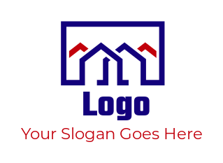 real estate logo abstract mortgage homes in box