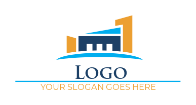 real estate logo abstract building with swoosh