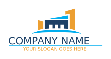 real estate logo abstract building with swoosh